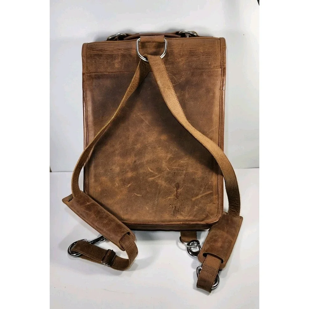 Diaz Heavy Leather Backpack Shoulder Bag Mens Womens‎ Brown Adjustable VTG